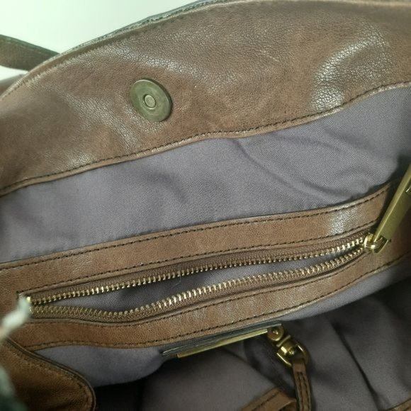 Kooba Colorblock Leather Cognac Satchel Bag Large - Picture 10 of 16